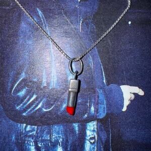 Y2K rare 925 Silver and red lipstick charm necklace by Links of London